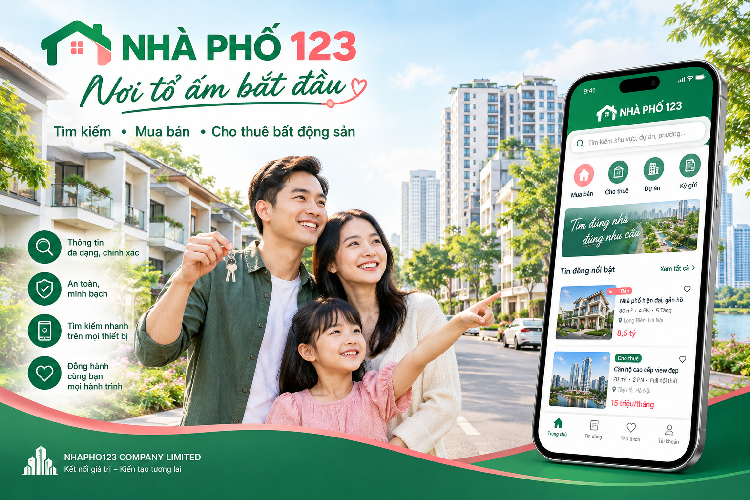 Bạn đang tìm mua nhà, thuê căn hộ hay muốn đăng tin bán bất động sản? Nhà Phố 123 đồng hành cùng bạn trên hành trình kết nối những cơ hội bất động sản phù hợp!